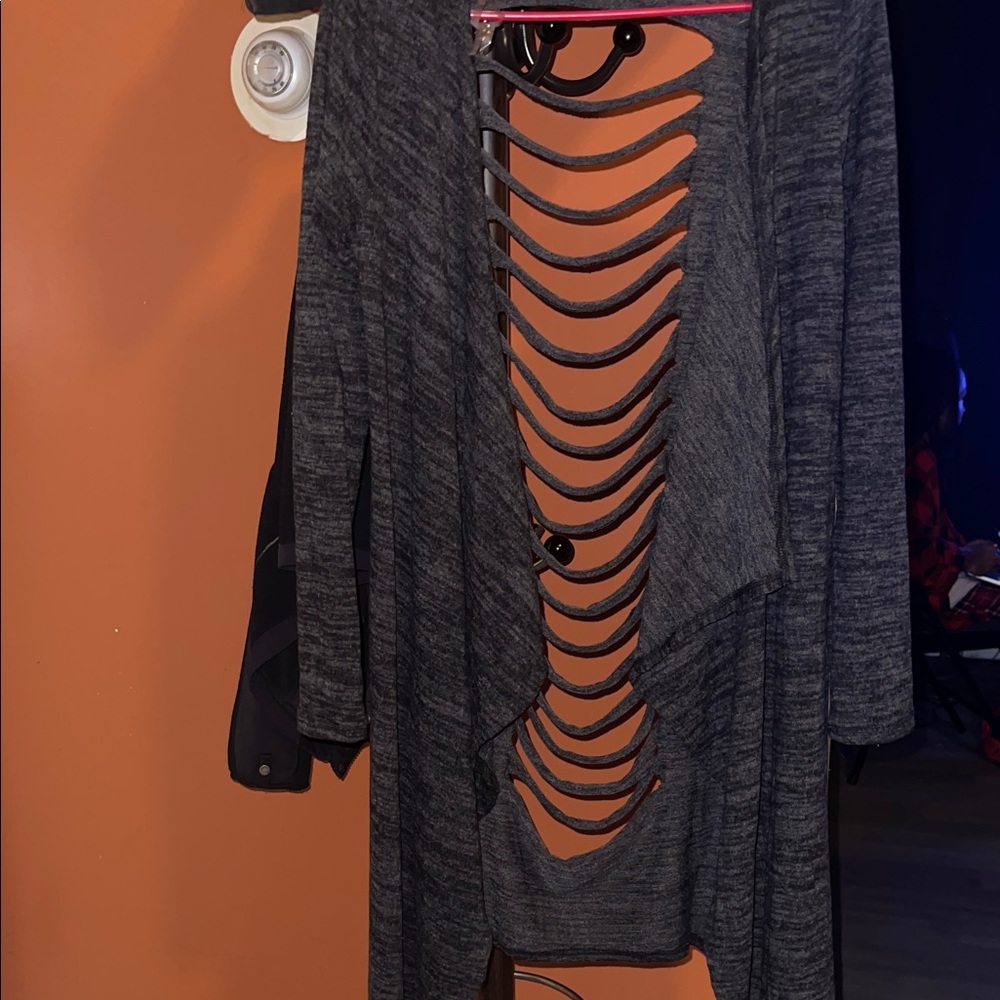 Charcoal Open-Back long Cardigan NWOT